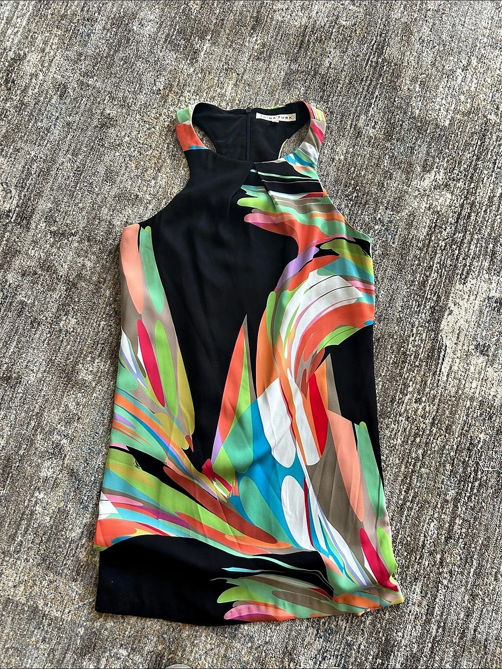 Trina Turk Abstract Mini Dress in Black & Multicolor Size 8